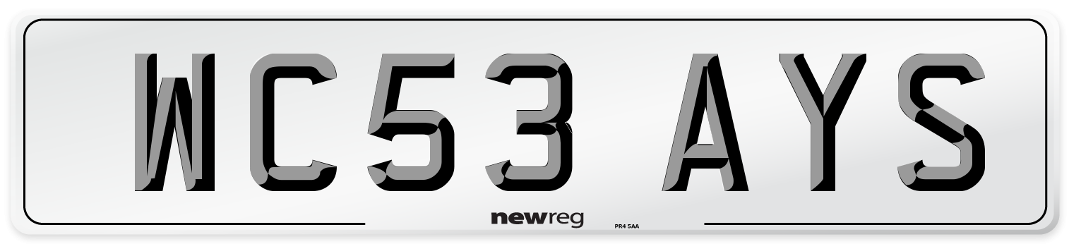 WC53 AYS Number Plate from New Reg